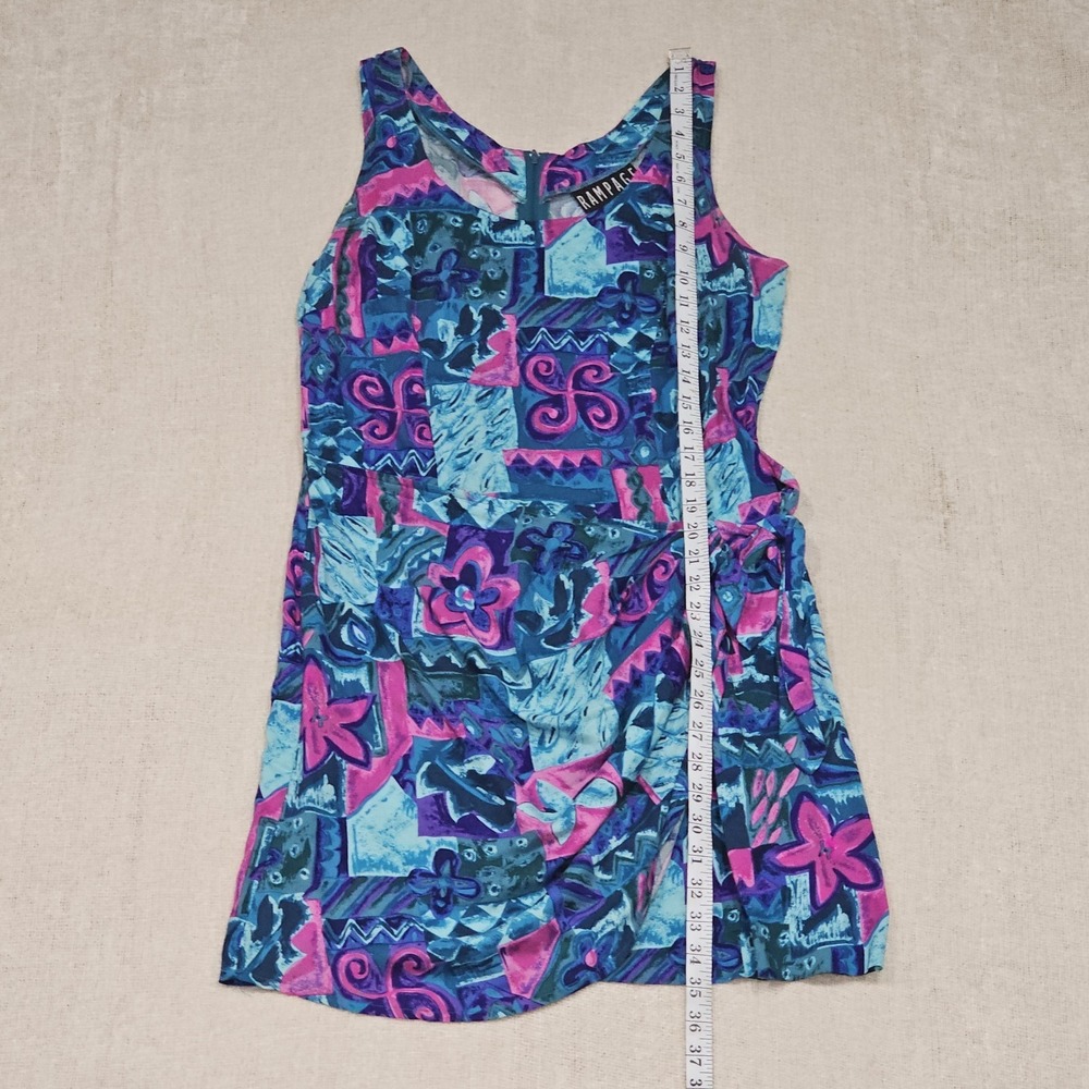 Vintage Rampage Tropical Hawaiian Print Sleeveless Bodycon Faux Wrap Dress Sz M - Picture 4 of 8